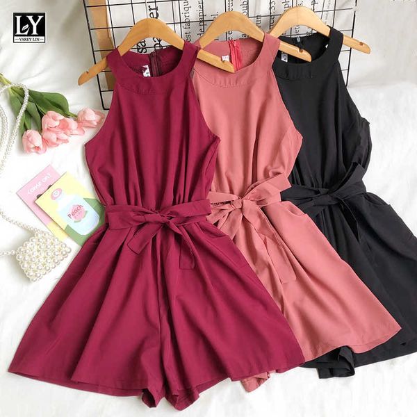 ly varey lin summer women solid color sleeveless bandage jumpsuit casual hanging neck high waist wide leg shorts 210526, Black;white
ly varey lin summer women solid color sleeveless bandage jumpsuit casual hanging neck high waist wide leg shorts 210526, Black;white