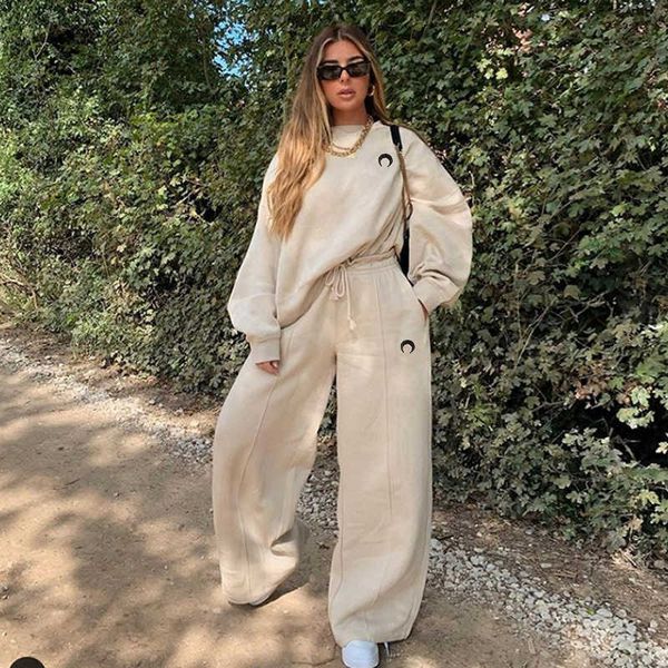 women's two piece pants solid khaki embroidered moon oversized moletom defines female autumn workout brand casual sets of fish o4d5, White
women's two piece pants solid khaki embroidered moon oversized moletom defines female autumn workout brand casual sets of fish o4d5, White
