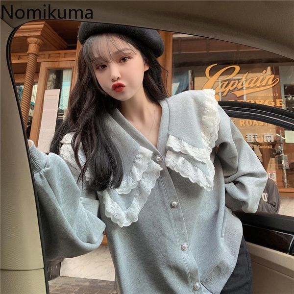 women's hoodies & sweatshirts nomikuma autumn lace patchwork turn down collar cardigan sweatshirt single breasted long sleeve korean sw, Black
women's hoodies & sweatshirts nomikuma autumn lace patchwork turn down collar cardigan sweatshirt single breasted long sleeve korean sw, Black