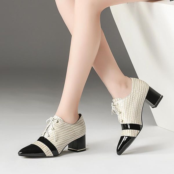 dress shoes tanariya arrival woman women spring and autumn 2021 thick heel lace-up cowhair for, Black
dress shoes tanariya arrival woman women spring and autumn 2021 thick heel lace-up cowhair for, Black