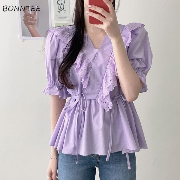 women's blouses & shirts women ruffles lantern sleeve korean style elegant slim trendy summer all-match female leisure picnic lace-up, White
women's blouses & shirts women ruffles lantern sleeve korean style elegant slim trendy summer all-match female leisure picnic lace-up, White
