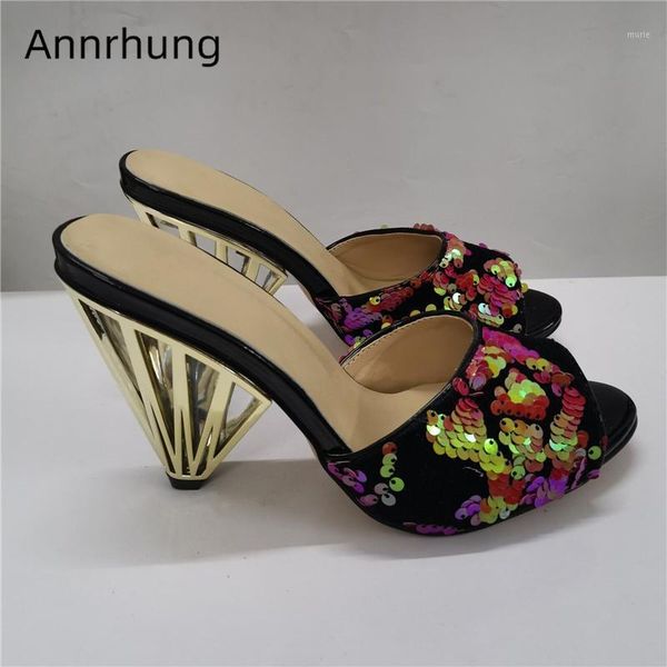 slippers colorful bling sequins high heel mules open toe cut out metal spike fashion spring sequined cloth women1, Black
slippers colorful bling sequins high heel mules open toe cut out metal spike fashion spring sequined cloth women1, Black