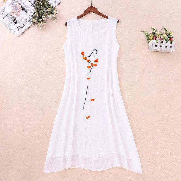women 2021 summer cotton linen vest dress female loose floral embroidery dresses ladies long sleeveless vestidos l09 casual, Black;gray
women 2021 summer cotton linen vest dress female loose floral embroidery dresses ladies long sleeveless vestidos l09 casual, Black;gray