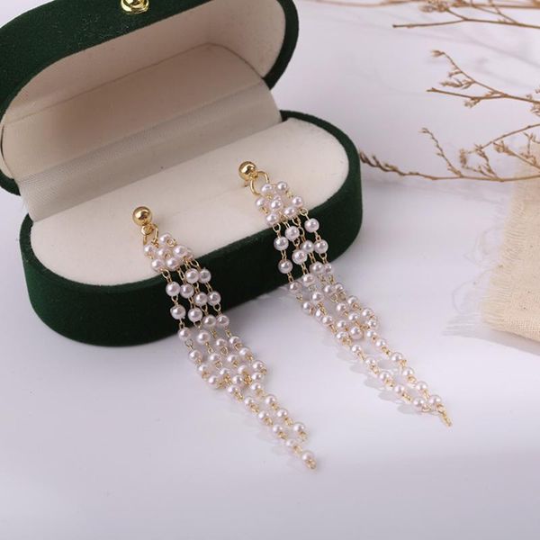 stud 2021 korean fashion jewelry trend gold plated long tassel pearl earrings pendientes mujer brinco for women, Golden;silver
stud 2021 korean fashion jewelry trend gold plated long tassel pearl earrings pendientes mujer brinco for women, Golden;silver