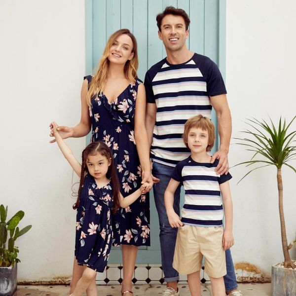family matching outfits baby girl mother skirt father boy european and american parent-child suit, Blue
family matching outfits baby girl mother skirt father boy european and american parent-child suit, Blue