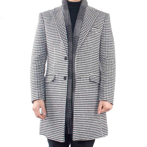 men's suits & blazers warm tweed long coat large houndstooth tailored medium mid-length coats mid length winter peacoat, White;black
men's suits & blazers warm tweed long coat large houndstooth tailored medium mid-length coats mid length winter peacoat, White;black