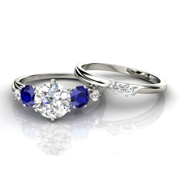 cluster rings simple female blue crystal stone ring set charm silver color love wedding for women vintage round zircon engagement, Golden;silver
cluster rings simple female blue crystal stone ring set charm silver color love wedding for women vintage round zircon engagement, Golden;silver