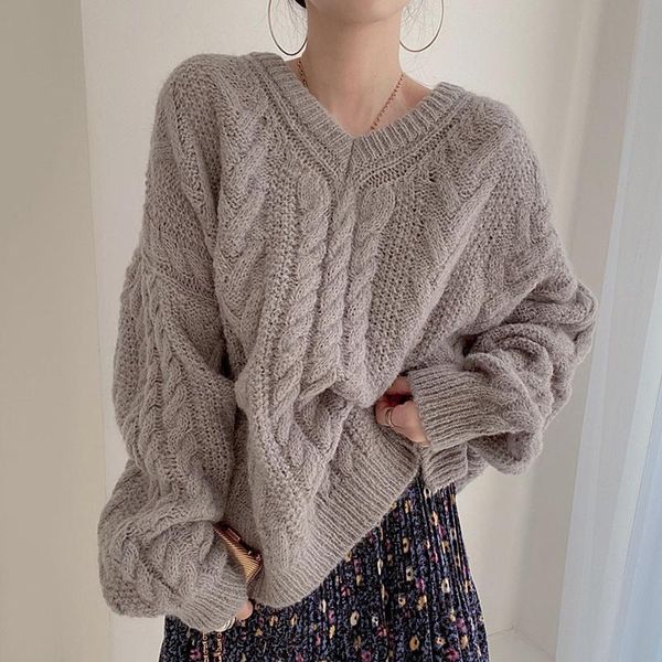 women's sweaters oversized pullovers korean chic lazy style v-neck pullover pattern side fork skin friendly long sleeve knitted sweater, White;black
women's sweaters oversized pullovers korean chic lazy style v-neck pullover pattern side fork skin friendly long sleeve knitted sweater, White;black
