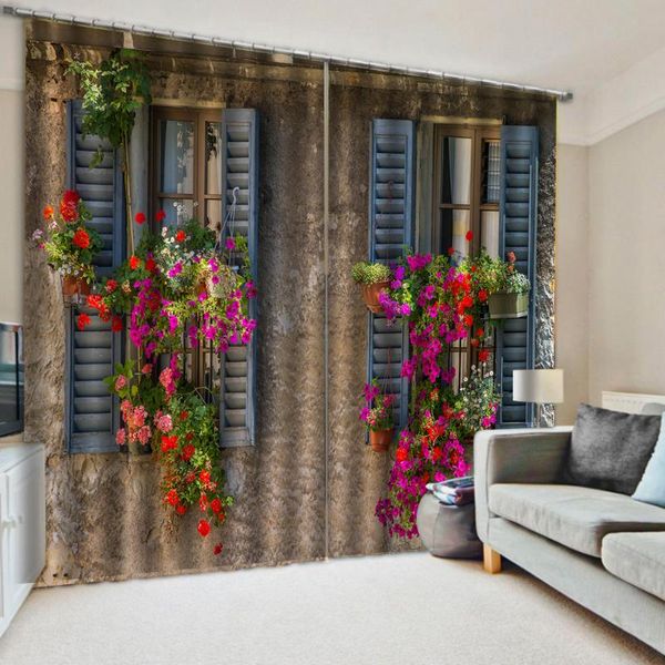 curtain & drapes po country scenery curtains 3d blackout for living room bedding cotinas decoration