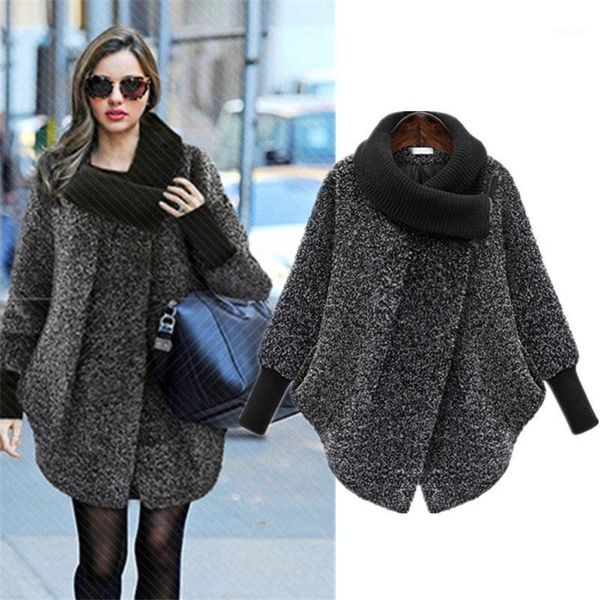 women's wool & blends 2021 plus size bat sleeved woolen coat scarf collar jackets women winter fashion outerwear thicker loose zipper c, Black
women's wool & blends 2021 plus size bat sleeved woolen coat scarf collar jackets women winter fashion outerwear thicker loose zipper c, Black