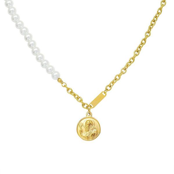 pendant necklaces stainless steel style chocker versatile imitation pearl portrait round necklace gothic for women jewellery, Silver
pendant necklaces stainless steel style chocker versatile imitation pearl portrait round necklace gothic for women jewellery, Silver