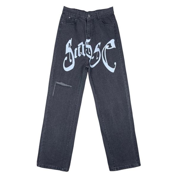 women's jeans women streetwear loose high waist wide leg pants straight vintage washed gothic print ripped denim trousers female, Blue
women's jeans women streetwear loose high waist wide leg pants straight vintage washed gothic print ripped denim trousers female, Blue