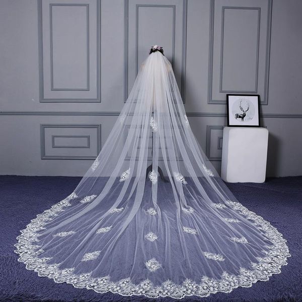 bridal veils 2021 3m one layers ivory appliqued soft tulle exquisite lace veil cathedral wedding long with comb, Black
bridal veils 2021 3m one layers ivory appliqued soft tulle exquisite lace veil cathedral wedding long with comb, Black