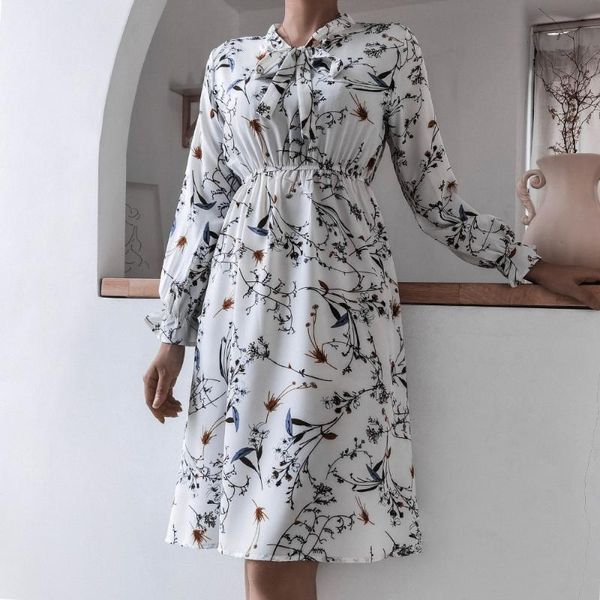 spring bow floral dress for women slim long sleeve print female boho elegant party vestidos casual dresses, Black;gray
spring bow floral dress for women slim long sleeve print female boho elegant party vestidos casual dresses, Black;gray