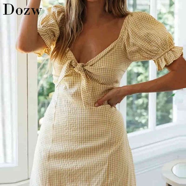 sweet summer plaid mini dress women bow tie hollow out beach dresses deep v neck ruffle short sleeve holiday dress 210414, Black;gray
sweet summer plaid mini dress women bow tie hollow out beach dresses deep v neck ruffle short sleeve holiday dress 210414, Black;gray