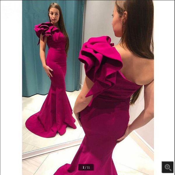 vestido de festa fuchsia mermaid satin one shoulder evening dresses floor length cap sleeve ruffled prom gowns elegant simple party dress cu, Black;red
vestido de festa fuchsia mermaid satin one shoulder evening dresses floor length cap sleeve ruffled prom gowns elegant simple party dress cu, Black;red