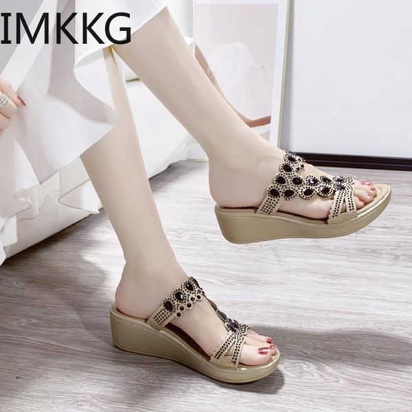 slippers 2021 summer woman gold high heel slides sandals beach platform slip-on round toe wedges crystal, Black
slippers 2021 summer woman gold high heel slides sandals beach platform slip-on round toe wedges crystal, Black