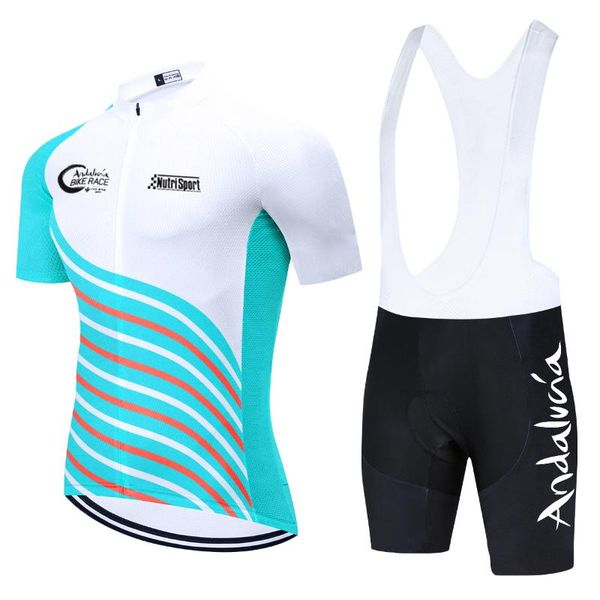racing sets 2021 team andalucia cycling jersey clothing bike pants sportswear mtb ropa ciclismo mens summer bicycling maillot culotte wear, Black;blue