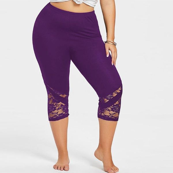 women's leggings women plus size patchwork lace trousers skinny pants high elastic waist summer cropped fitness #5$, Black
women's leggings women plus size patchwork lace trousers skinny pants high elastic waist summer cropped fitness #5$, Black