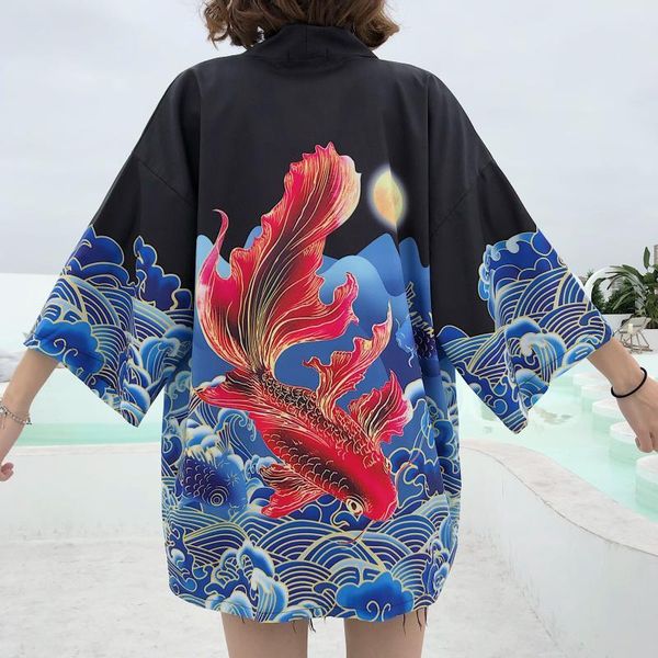 black blue carp printing japan 2021 loose summer beach cardigan women harajuku japanese kimono style blouse clothing ethnic, Red
black blue carp printing japan 2021 loose summer beach cardigan women harajuku japanese kimono style blouse clothing ethnic, Red