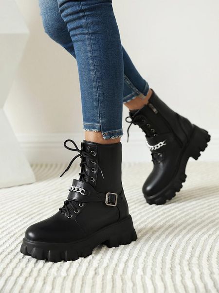 boots metal chain street fashion female ankle high-rise sponge cake with waterproof platform oversized autumn, Black
boots metal chain street fashion female ankle high-rise sponge cake with waterproof platform oversized autumn, Black