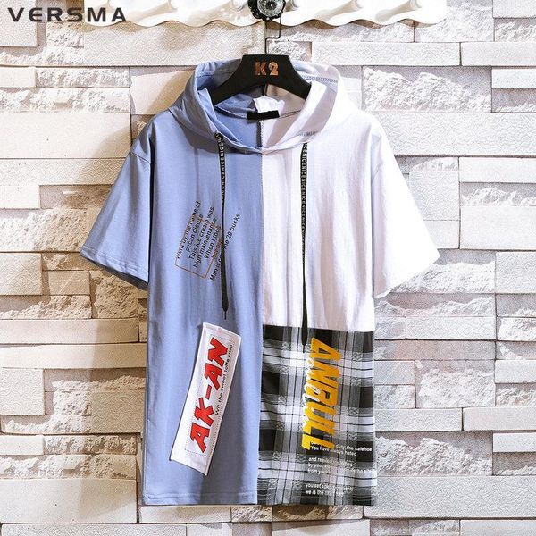 men's t-shirts versma japanese chic plaid stitch round neck hooded boys girls summer slim fit short sleeve casual t-shirt drop, White;black
men's t-shirts versma japanese chic plaid stitch round neck hooded boys girls summer slim fit short sleeve casual t-shirt drop, White;black