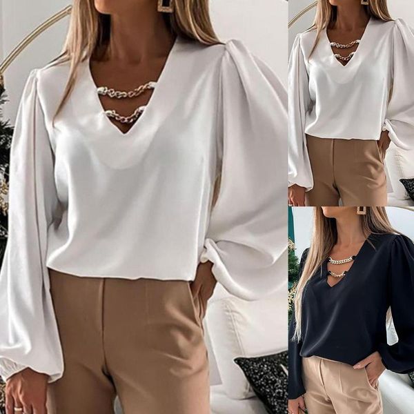 women's blouses & shirts chic blouse women spring hollow out chain v neck long sleeve solid color size s-2xl blusas clothing, White
women's blouses & shirts chic blouse women spring hollow out chain v neck long sleeve solid color size s-2xl blusas clothing, White
