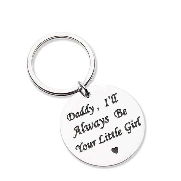 father dad key chains jewerly gifts - daddy i will always be your little girl stainless steel key ring pendant father day giftdio chan cont, Slivery;golden