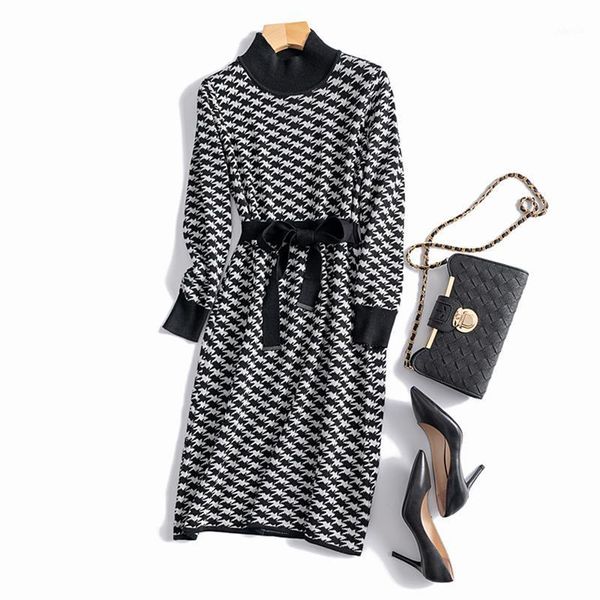 winter houndstooth sweater dress long sleeve warm knit sashes a-line geometric dresses pullover vestidos casual, Black;gray
winter houndstooth sweater dress long sleeve warm knit sashes a-line geometric dresses pullover vestidos casual, Black;gray