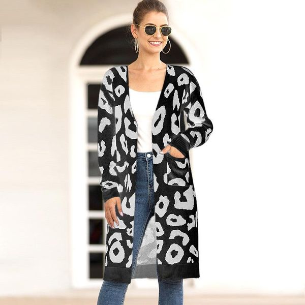 women fashion leopard print knitted cardigans casual v-neck long sleeve female vintage loose sweater coat autumn 2021 women's knits &, White
women fashion leopard print knitted cardigans casual v-neck long sleeve female vintage loose sweater coat autumn 2021 women's knits &, White