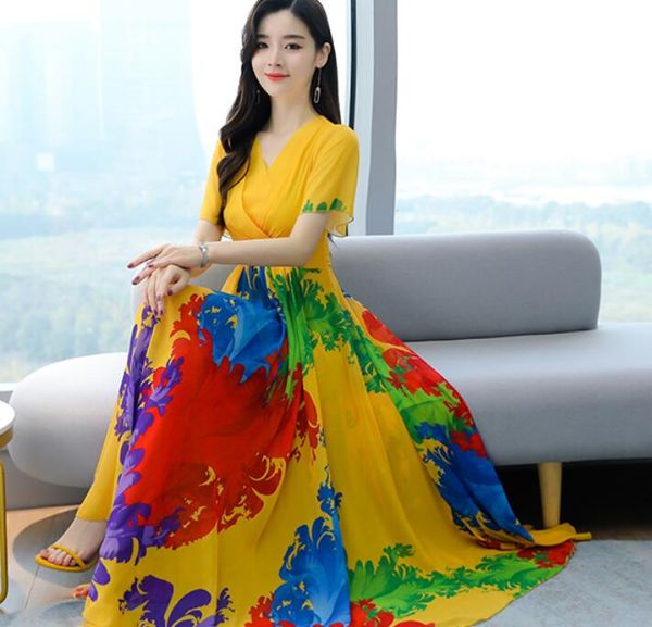 2021 summer new arrival bohemian style flower printed short sleeve women chiffon long dress plus size -4xl, Black;gray
2021 summer new arrival bohemian style flower printed short sleeve women chiffon long dress plus size -4xl, Black;gray