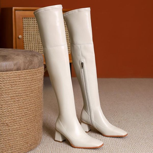 boots osunlina modern shoes square toe thick high heel zipper over the knee autumn winter stretch fabric lady size 34-43, Black
boots osunlina modern shoes square toe thick high heel zipper over the knee autumn winter stretch fabric lady size 34-43, Black