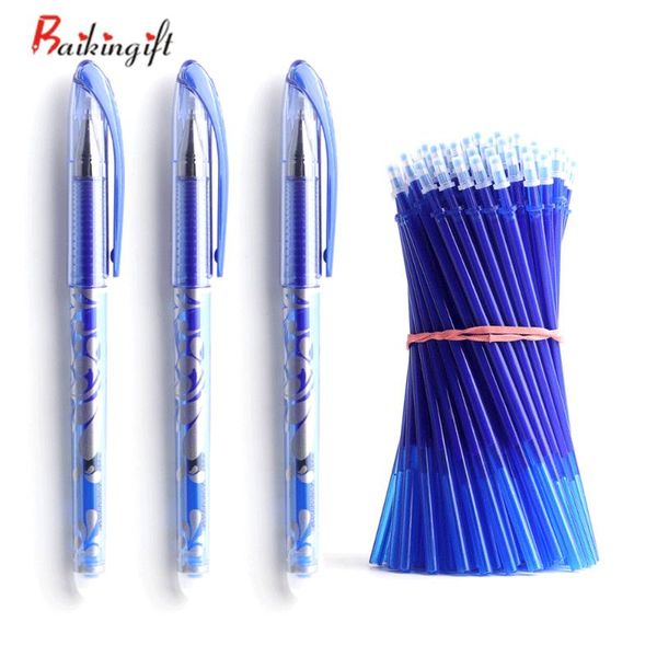 3+50pcs/set 0.5mm blue black ink gel pen erasable refill rod washable handle school writing stationery pens
3+50pcs/set 0.5mm blue black ink gel pen erasable refill rod washable handle school writing stationery pens