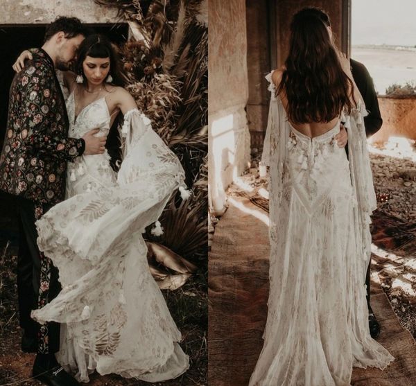 trumpet bohemian lace wedding gowns 2021 v neck unique tassels flare long sleeves bridal dress open back sweep train mermaid vestidos de nov, White
trumpet bohemian lace wedding gowns 2021 v neck unique tassels flare long sleeves bridal dress open back sweep train mermaid vestidos de nov, White