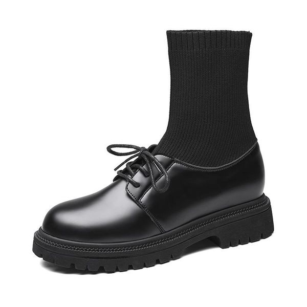 boots socks and shoes women's autumn style leather stitching flying knitting all-in-one thin round head fash, Black
boots socks and shoes women's autumn style leather stitching flying knitting all-in-one thin round head fash, Black
