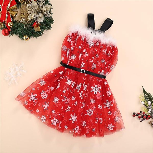 girl's dresses little baby girls christmas dress, sleeveless plush neck sling snowflake print high waist loose casual party midi dress, Red;yellow 
girl's dresses little baby girls christmas dress, sleeveless plush neck sling snowflake print high waist loose casual party midi dress, Red;yellow