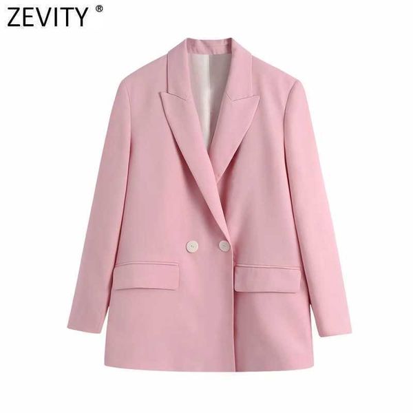 zevity women elegant double breasted casual pink blazer coat vintage long sleeve suits female outerwear chic business ct701 210603, White;black
zevity women elegant double breasted casual pink blazer coat vintage long sleeve suits female outerwear chic business ct701 210603, White;black