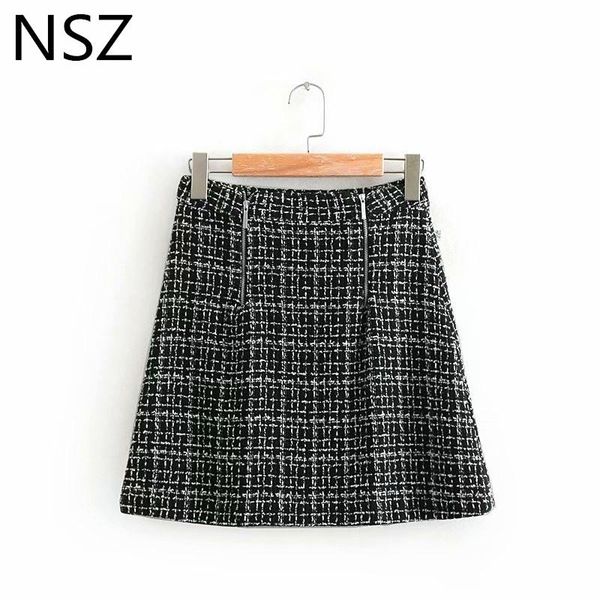 skirts women tweed plaid vintage mini skirt high waist double zipper design checked a-line chic faldas mujer, Black
skirts women tweed plaid vintage mini skirt high waist double zipper design checked a-line chic faldas mujer, Black