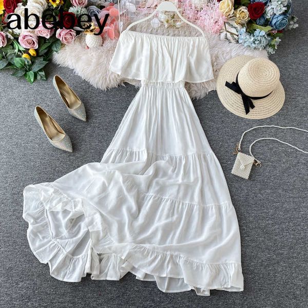 off shoulder dress summer fairy beach dress boho white long dresses for women party elegant korean ruffle clothes red 210715, Black;gray
off shoulder dress summer fairy beach dress boho white long dresses for women party elegant korean ruffle clothes red 210715, Black;gray