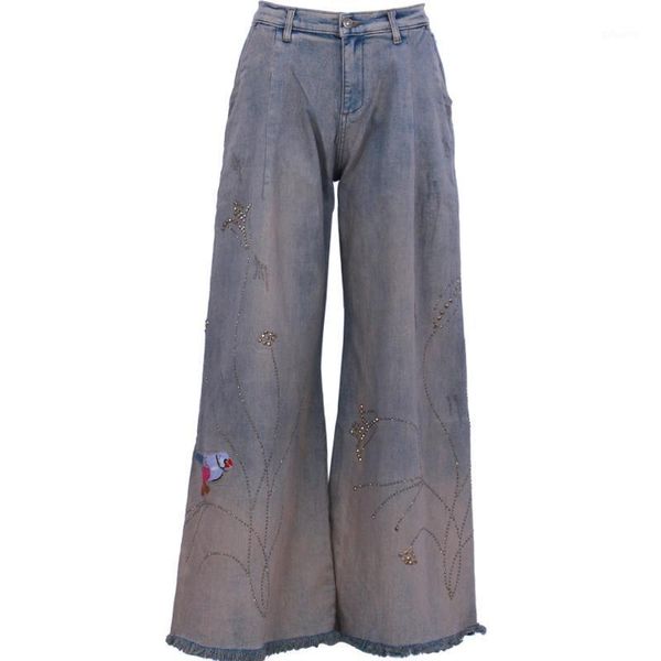 spring summer women jeans 2021 fashion loose lotus drilling embroidered high waist wide leg women's, Blue
spring summer women jeans 2021 fashion loose lotus drilling embroidered high waist wide leg women's, Blue