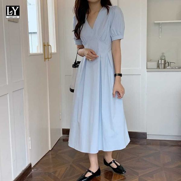 ly varey lin summer women v-neck dresses sweet puff sleeve medium length elegant office lady 210526, Black;gray
ly varey lin summer women v-neck dresses sweet puff sleeve medium length elegant office lady 210526, Black;gray