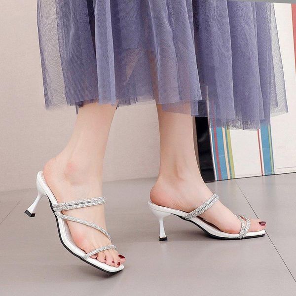 stiletto heel slippers women crystal narrow band shoes summer sweet open toe high slides black beige
stiletto heel slippers women crystal narrow band shoes summer sweet open toe high slides black beige