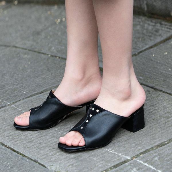 slippers coolulu women open toe mules shoes slip on all match square high heel outdoor backless size 33-43, Black
slippers coolulu women open toe mules shoes slip on all match square high heel outdoor backless size 33-43, Black