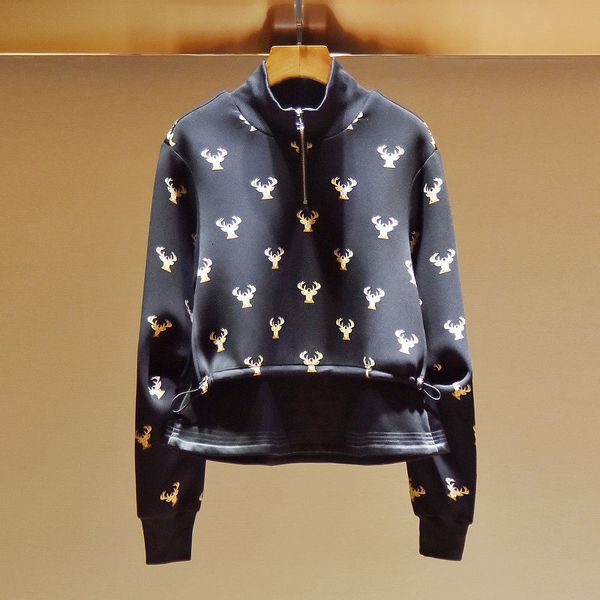 women's hoodies & sweatshirts autumn sweater loose slim stand collar pullover elk printing short shirt fall women clothing zipper, Black
women's hoodies & sweatshirts autumn sweater loose slim stand collar pullover elk printing short shirt fall women clothing zipper, Black