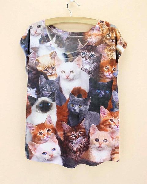 many cats print tees letter womens t shirt summer 2015 design short sleeve plus size tee for women, White
many cats print tees letter womens t shirt summer 2015 design short sleeve plus size tee for women, White