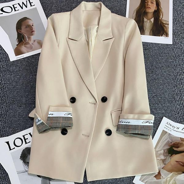 women's suits & blazers fashion korean style button up collared loose beige female blazer office lady double breasted women spring autu, White;black
women's suits & blazers fashion korean style button up collared loose beige female blazer office lady double breasted women spring autu, White;black