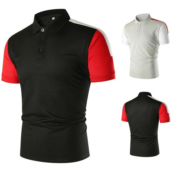 men's polos 2021 summer matching color lapel slim street short sleeve shirt, White;black
men's polos 2021 summer matching color lapel slim street short sleeve shirt, White;black