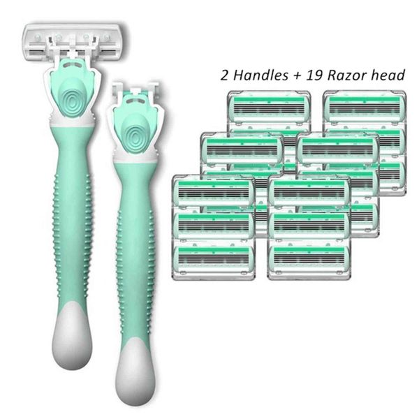 women suitable sensitive skin safety holder with 2 handles and 19 blades manual shaving razors
women suitable sensitive skin safety holder with 2 handles and 19 blades manual shaving razors