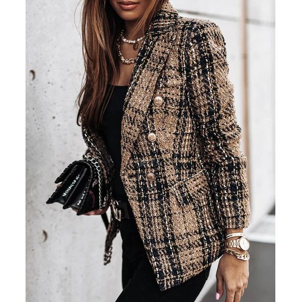 slim fits outwear single-breasted short suit coat plaid printed women jackets long sleeve fashion autumn female women's, Black;brown
slim fits outwear single-breasted short suit coat plaid printed women jackets long sleeve fashion autumn female women's, Black;brown