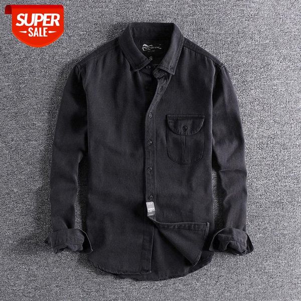 british retro distressed cotton jacket autumn and winter original single men's long-sleeved shirt #bx1m, White;black
british retro distressed cotton jacket autumn and winter original single men's long-sleeved shirt #bx1m, White;black